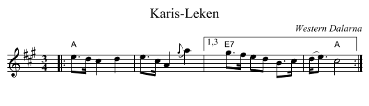 Karis-Leken - staff notation