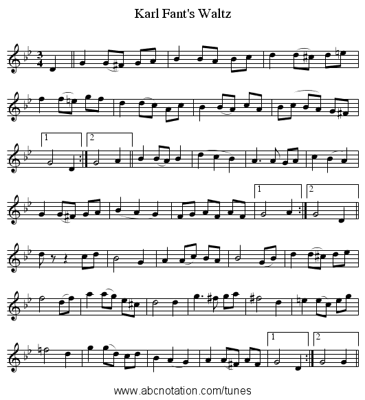 Karl Fant's Waltz - staff notation