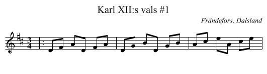 Karl XII:s vals #1 - staff notation
