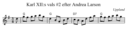 Karl XII:s vals #2 efter Andrea Larson - staff notation