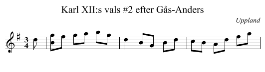 Karl XII:s vals #2 efter G&aring;s-Anders - staff notation