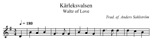K&auml;rleksvalsen - staff notation