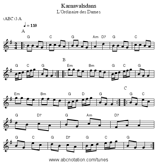 Karnavalsdans - staff notation