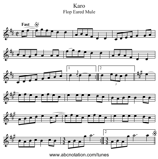 Karo - staff notation