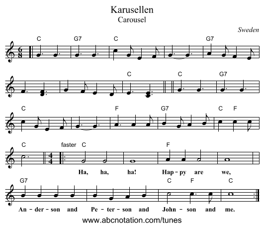 Karusellen - staff notation