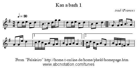 Kas a barh 1 - staff notation