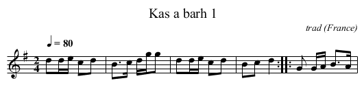 Kas a barh 1 - staff notation