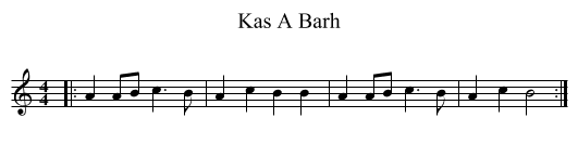 Kas A Barh - staff notation