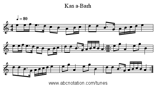 Kas a-Barh - staff notation