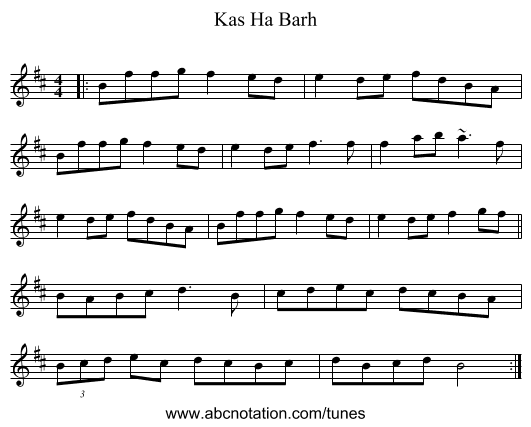 Kas Ha Barh - staff notation