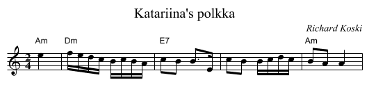 Katariina's polkka - staff notation