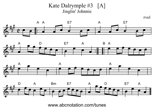 Kate Dalrymple #3   [A] - staff notation