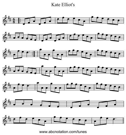 Kate Elliot's - staff notation