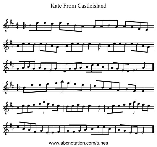 Kate From Castleisland - staff notation