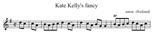 Kate Kelly's fancy - staff notation