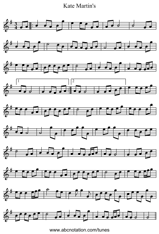 Kate Martin's - staff notation
