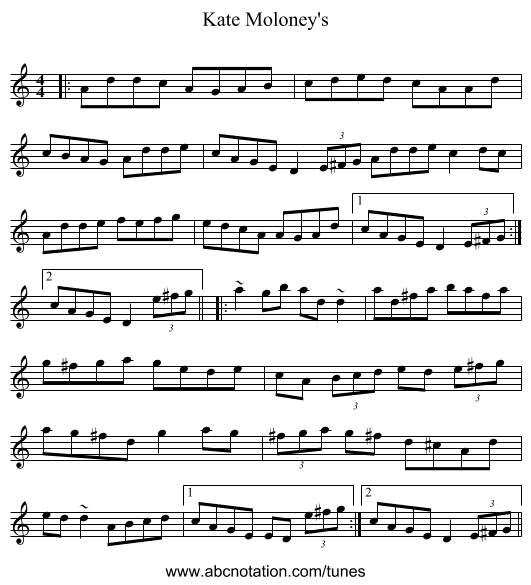 Kate Moloney's - staff notation