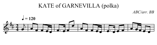 KATE of GARNEVILLA (polka) - staff notation