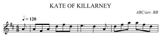 KATE OF KILLARNEY - staff notation