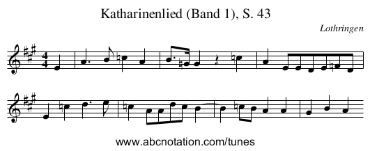 Katharinenlied (Band 1), S. 43 - staff notation