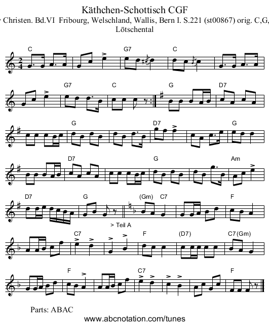 Käthchen-Schottisch CGF - staff notation