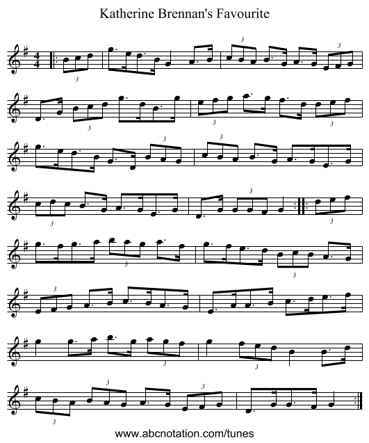 Katherine Brennan's Favourite - staff notation