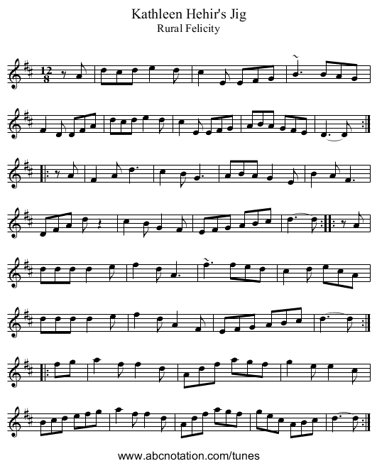 Kathleen Hehir's Jig - staff notation