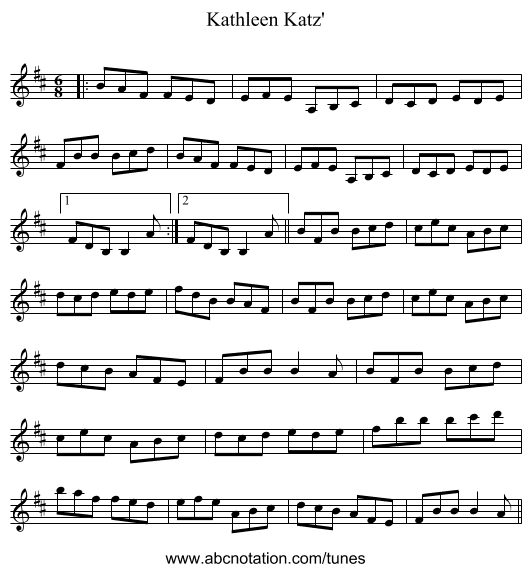 Kathleen Katz' - staff notation