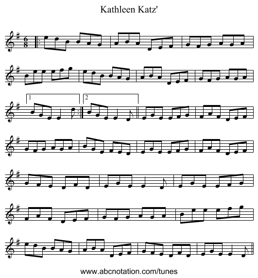 Kathleen Katz' - staff notation