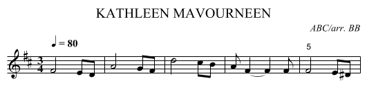 KATHLEEN MAVOURNEEN - staff notation