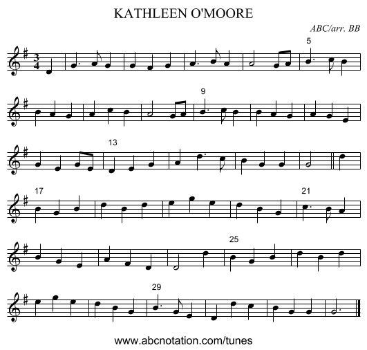 KATHLEEN O'MOORE - staff notation