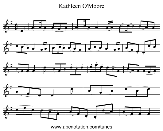 Kathleen O'Moore - staff notation