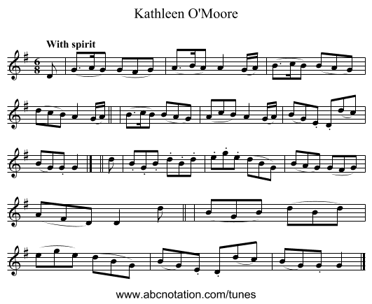 Kathleen O'Moore - staff notation