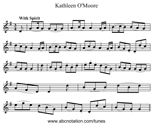 Kathleen O'Moore - staff notation