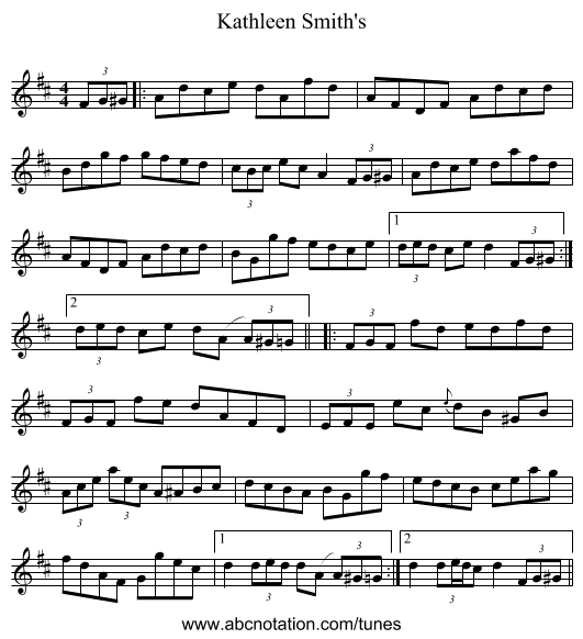 Kathleen Smith's - staff notation