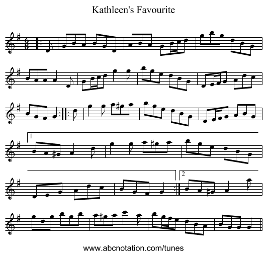 Kathleen's Favourite - staff notation