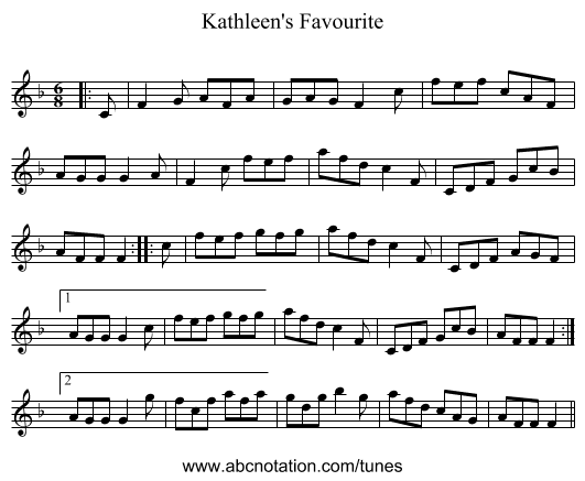 Kathleen's Favourite - staff notation