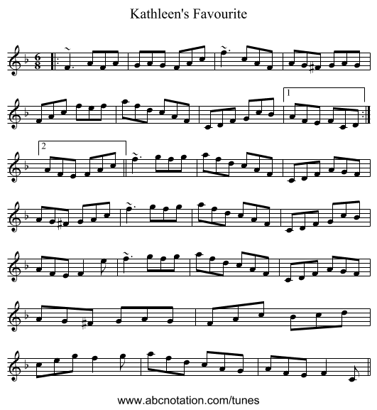 Kathleen's Favourite - staff notation