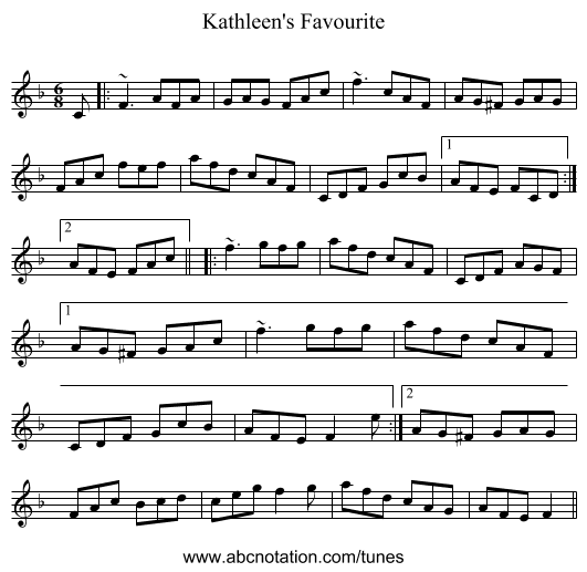 Kathleen's Favourite - staff notation