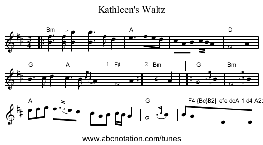 Kathleen's Waltz - staff notation
