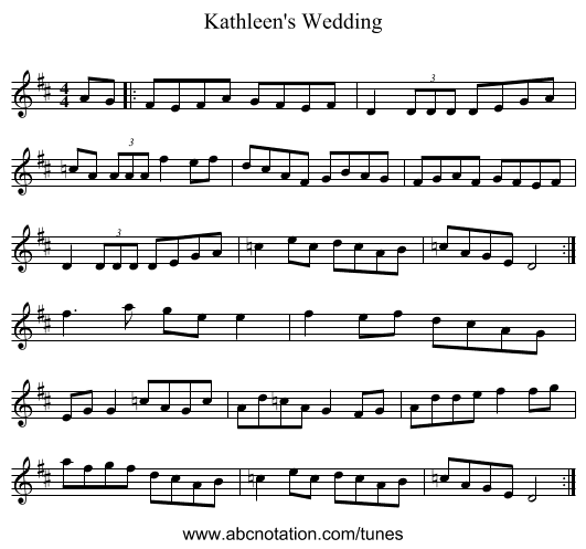 Kathleen's Wedding - staff notation