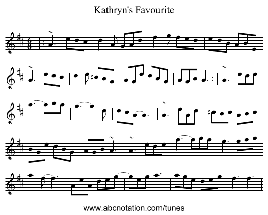 Kathryn's Favourite - staff notation
