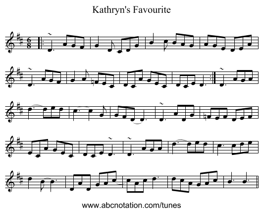 Kathryn's Favourite - staff notation
