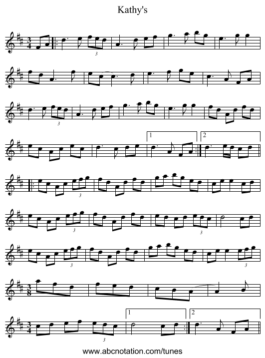 Kathy's - staff notation