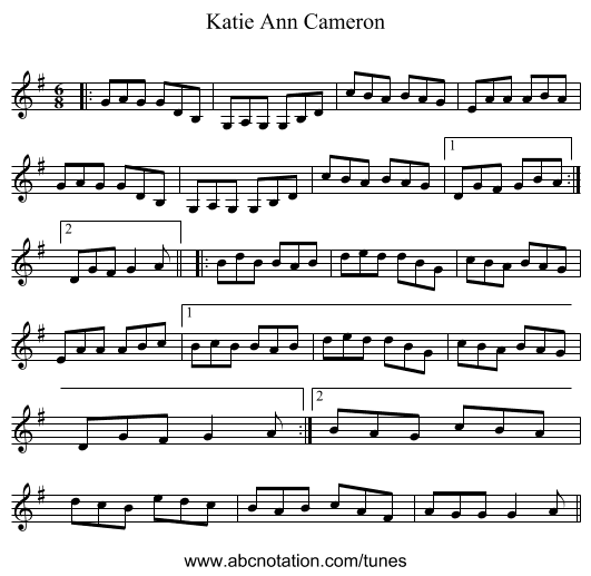 Katie Ann Cameron - staff notation