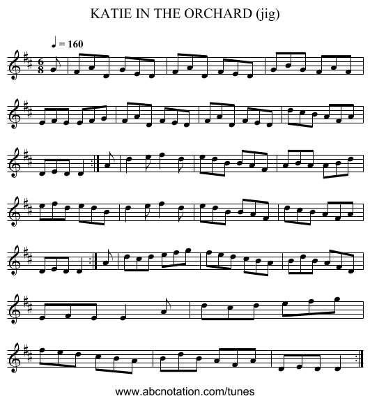 KATIE IN THE ORCHARD (jig) - staff notation