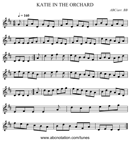 KATIE IN THE ORCHARD - staff notation