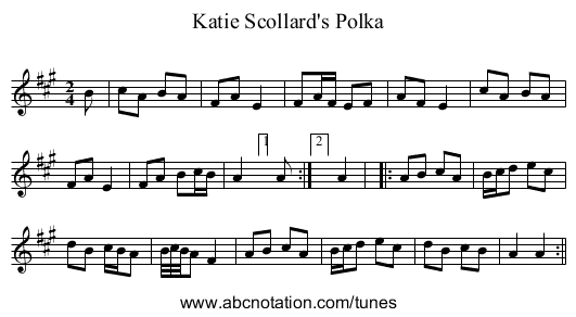 Katie Scollard's Polka - staff notation