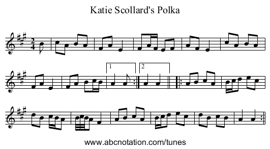 Katie Scollard's Polka - staff notation