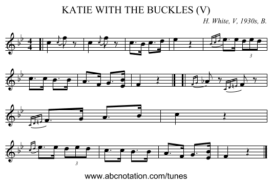 KATIE WITH THE BUCKLES (V) - staff notation